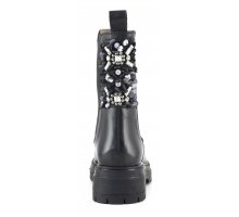 Biker boot with elastic sequins and stones embroidery F08171824-0212 Sito Ufficiale
